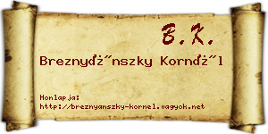 Breznyánszky Kornél névjegykártya